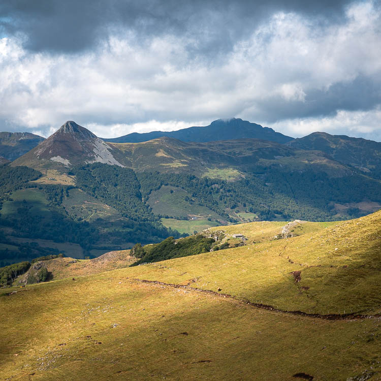Le Puy Griou dressé au-dessus des estives du Cantal